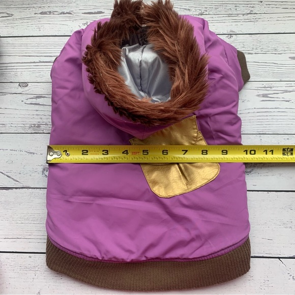 Dog coat for small dogs - purple and brown with hood - Picture 6 of 6